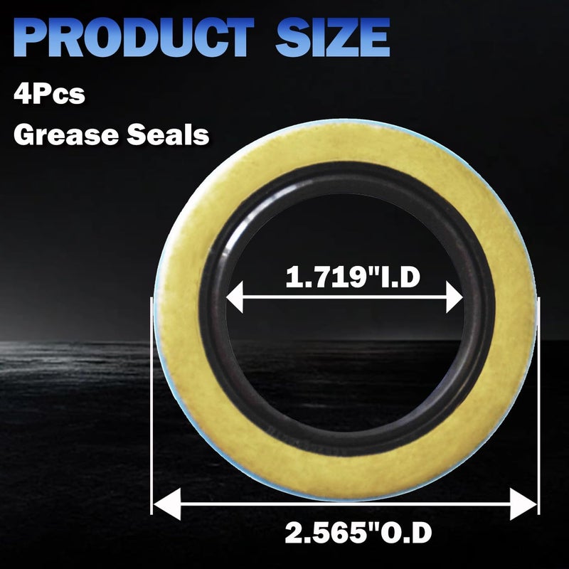 JADODE Double Lip Grease Seals 1.719''I.D x 2.565''O.D Replacement 010-019-00 (10-19) or 171255TB Spindle #84 Fits 3500 lbs Trailer Axle Hub Wheel Grease Seals - Image 3